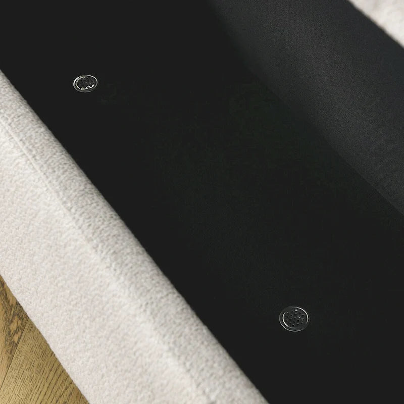 Banc de rangement capitonné en lin avec couvercle à charnière Beige Blanc