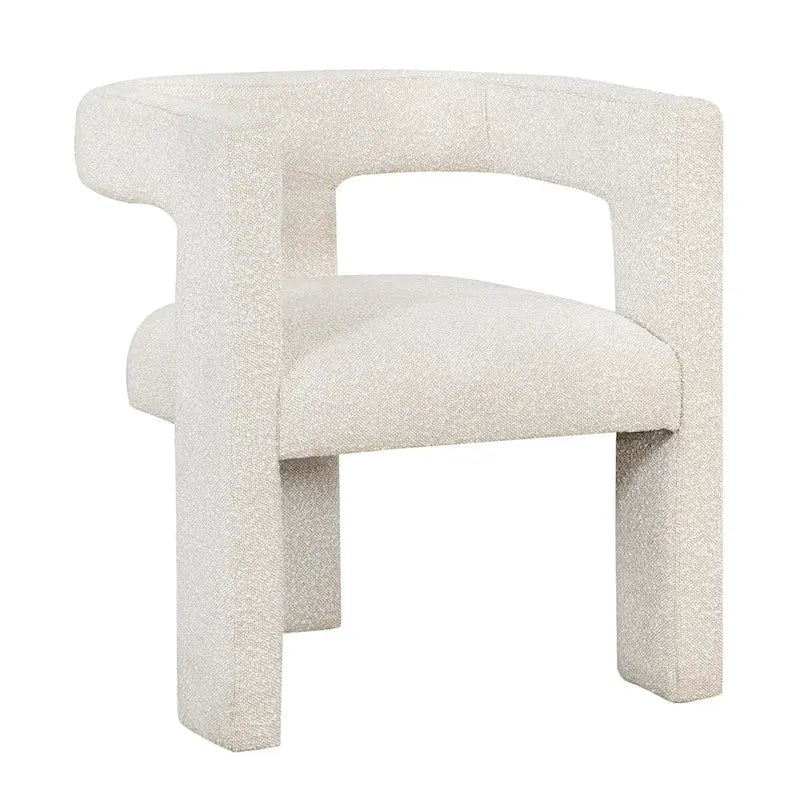 Fauteuil en bouclette à dossier ouvert et piètement à trois pieds, blanc, chocolat, noir