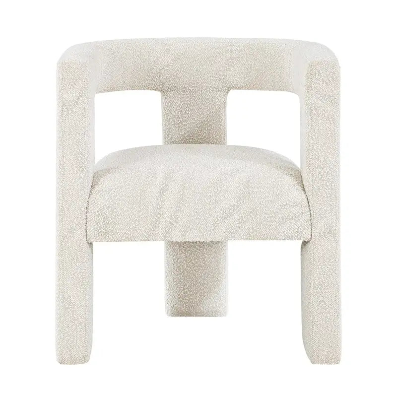 Fauteuil en bouclette à dossier ouvert et piètement à trois pieds, blanc, chocolat, noir