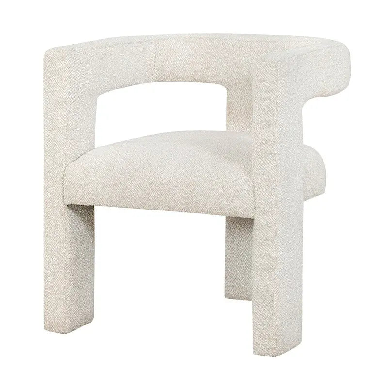 Fauteuil en bouclette à dossier ouvert et piètement à trois pieds, blanc, chocolat, noir