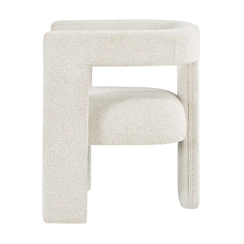 Fauteuil en bouclette à dossier ouvert et piètement à trois pieds, blanc, chocolat, noir