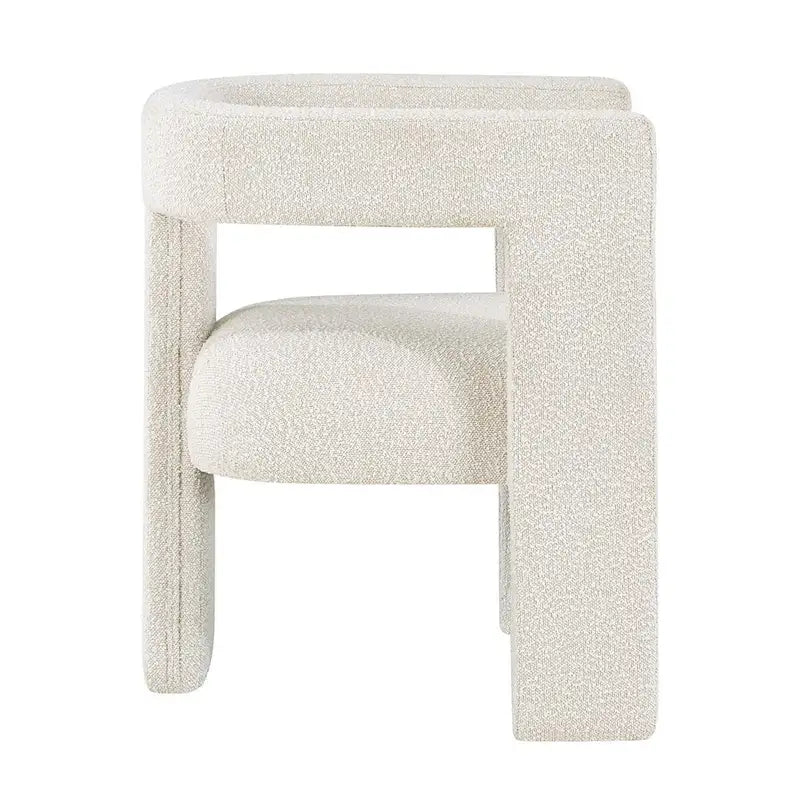 Fauteuil en bouclette à dossier ouvert et piètement à trois pieds, blanc, chocolat, noir