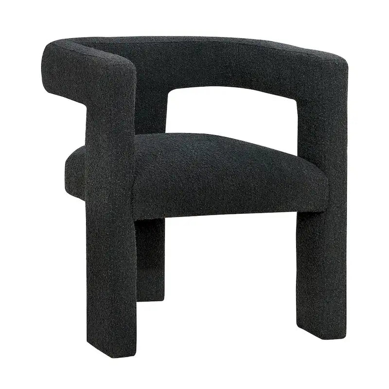 Fauteuil en bouclette à dossier ouvert et piètement à trois pieds, blanc, chocolat, noir