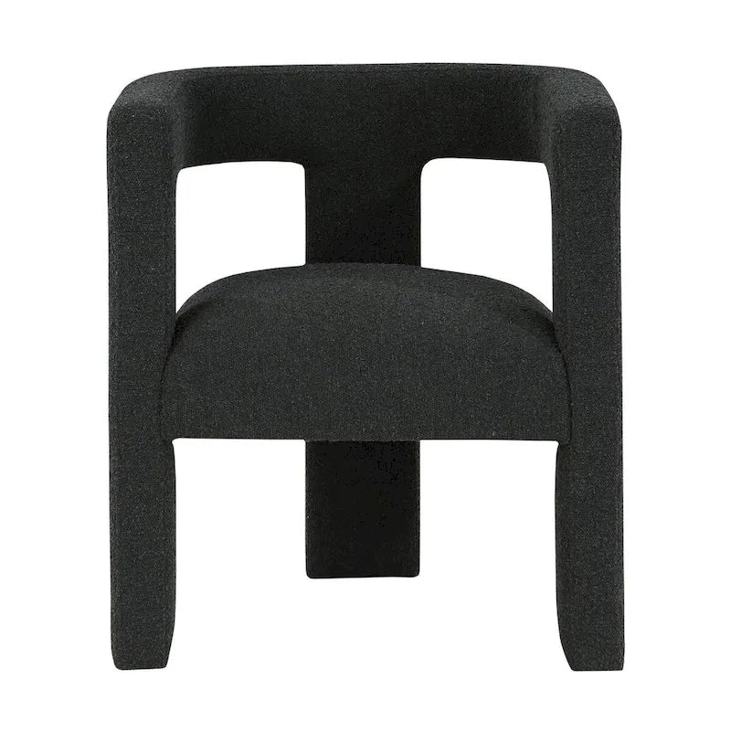 Fauteuil en bouclette à dossier ouvert et piètement à trois pieds, blanc, chocolat, noir