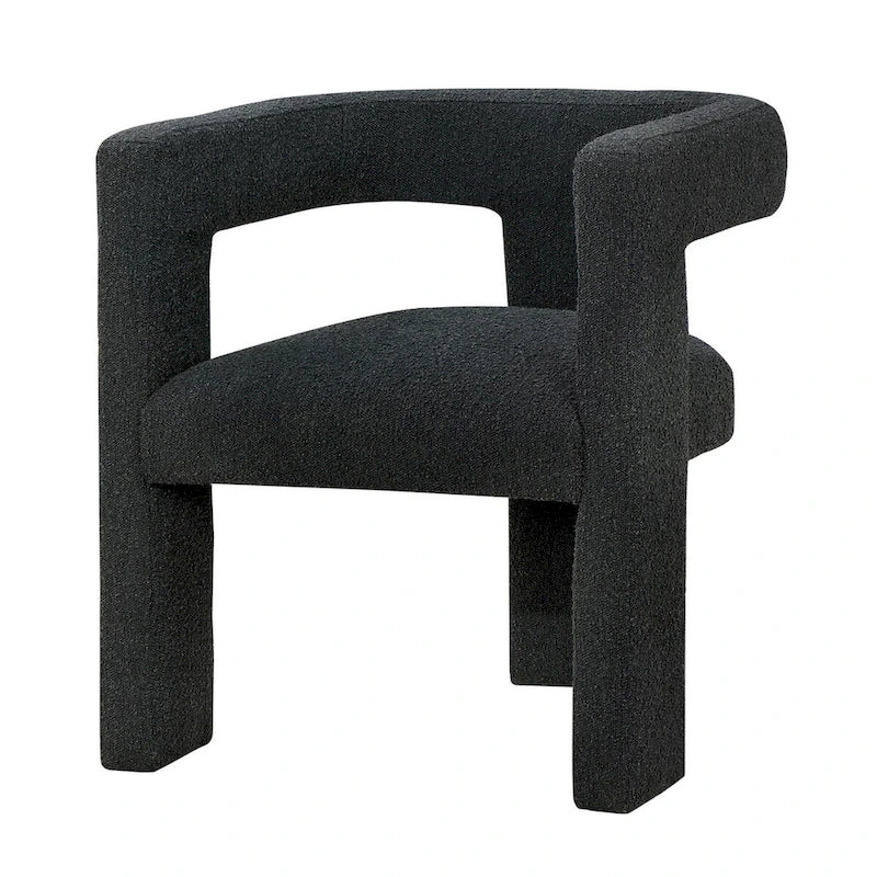 Fauteuil en bouclette à dossier ouvert et piètement à trois pieds, blanc, chocolat, noir