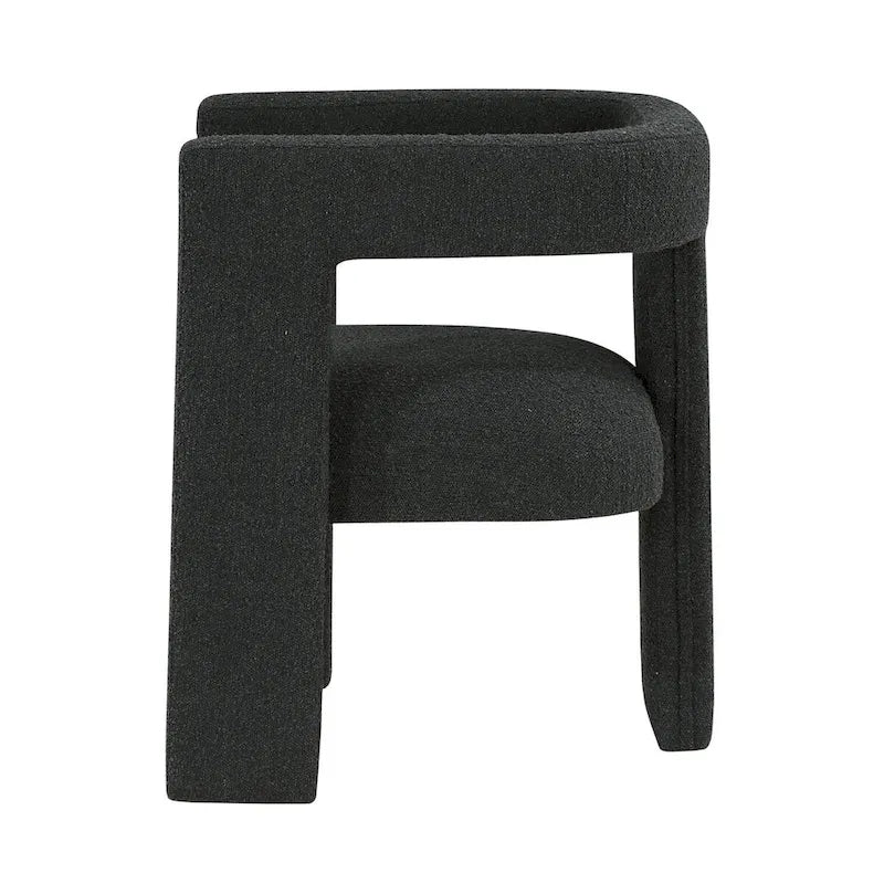 Fauteuil en bouclette à dossier ouvert et piètement à trois pieds, blanc, chocolat, noir