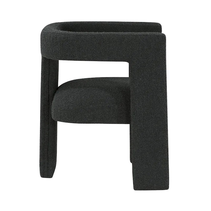 Fauteuil en bouclette à dossier ouvert et piètement à trois pieds, blanc, chocolat, noir