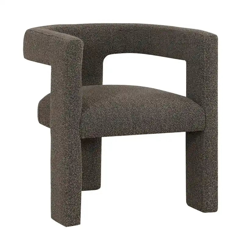 Fauteuil en bouclette à dossier ouvert et piètement à trois pieds, blanc, chocolat, noir