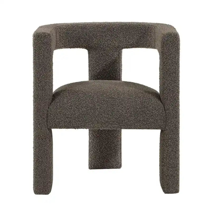 Fauteuil en bouclette à dossier ouvert et piètement à trois pieds, blanc, chocolat, noir