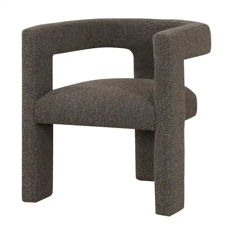 Fauteuil en bouclette à dossier ouvert et piètement à trois pieds, blanc, chocolat, noir