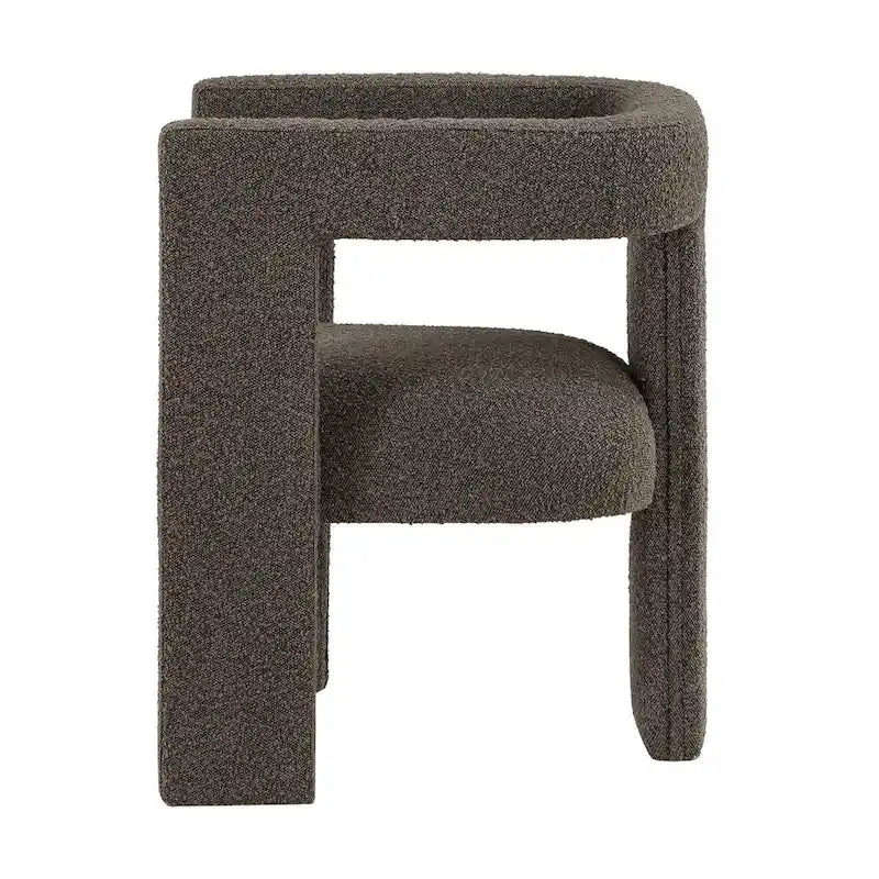 Fauteuil en bouclette à dossier ouvert et piètement à trois pieds, blanc, chocolat, noir