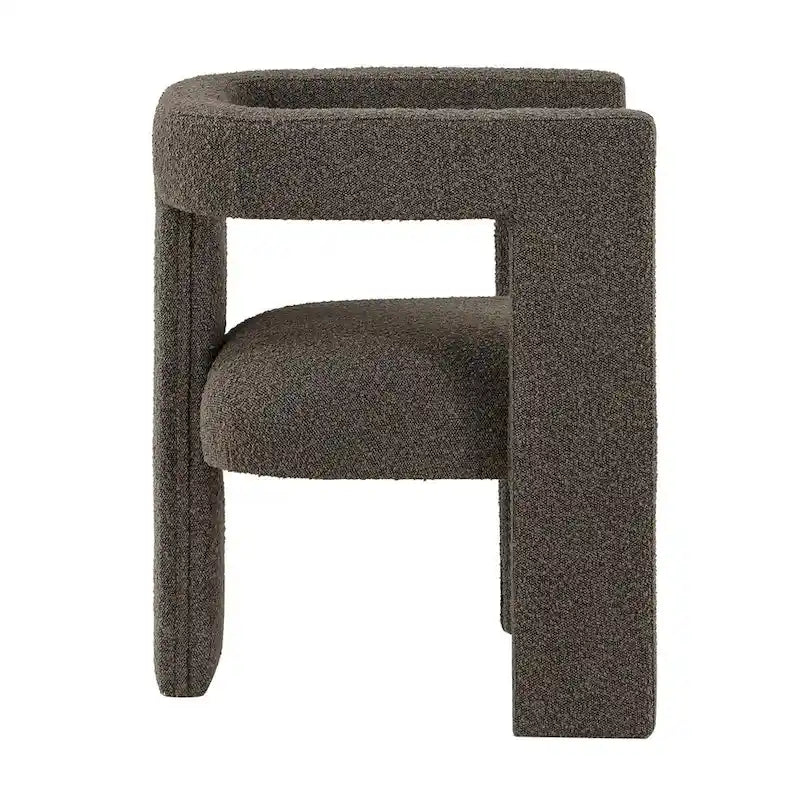 Fauteuil en bouclette à dossier ouvert et piètement à trois pieds, blanc, chocolat, noir