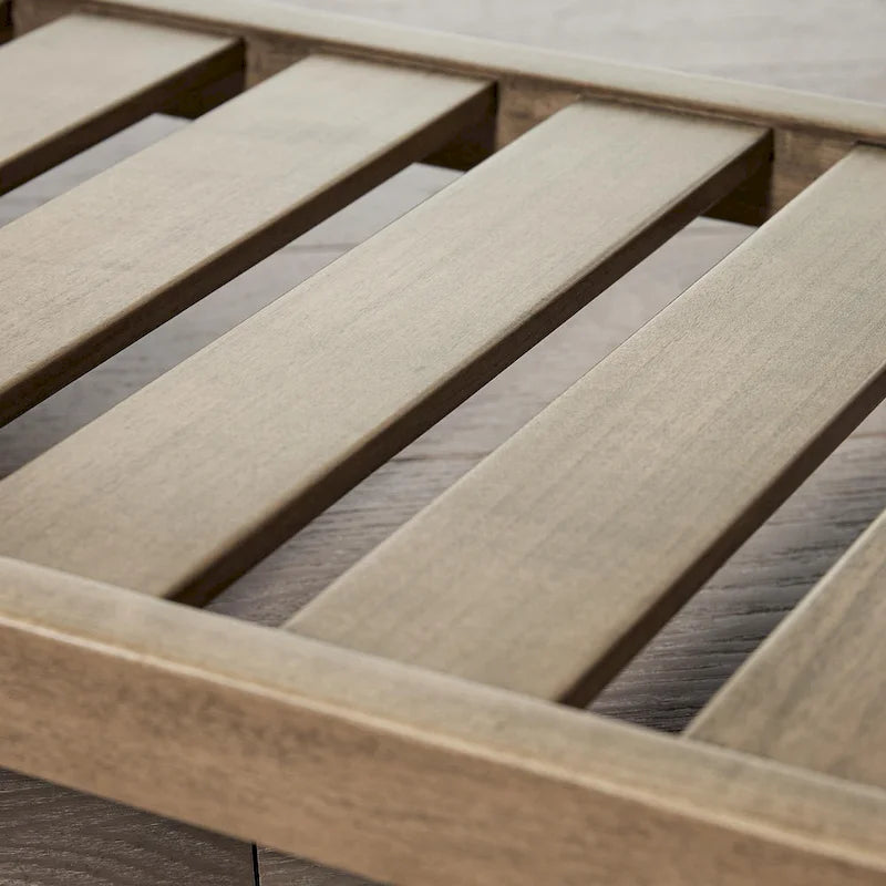 Banc d'entrée rembourré avec étagère de rangement en bois massif et lin