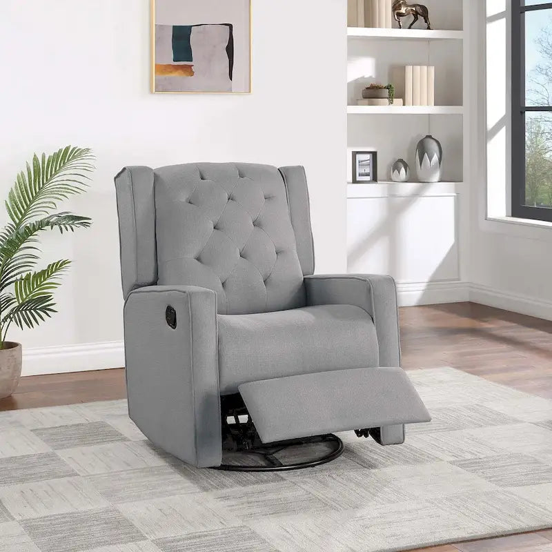Fauteuil inclinable pivotant manuel avec dossier capitonné et rotation à 360 degrés