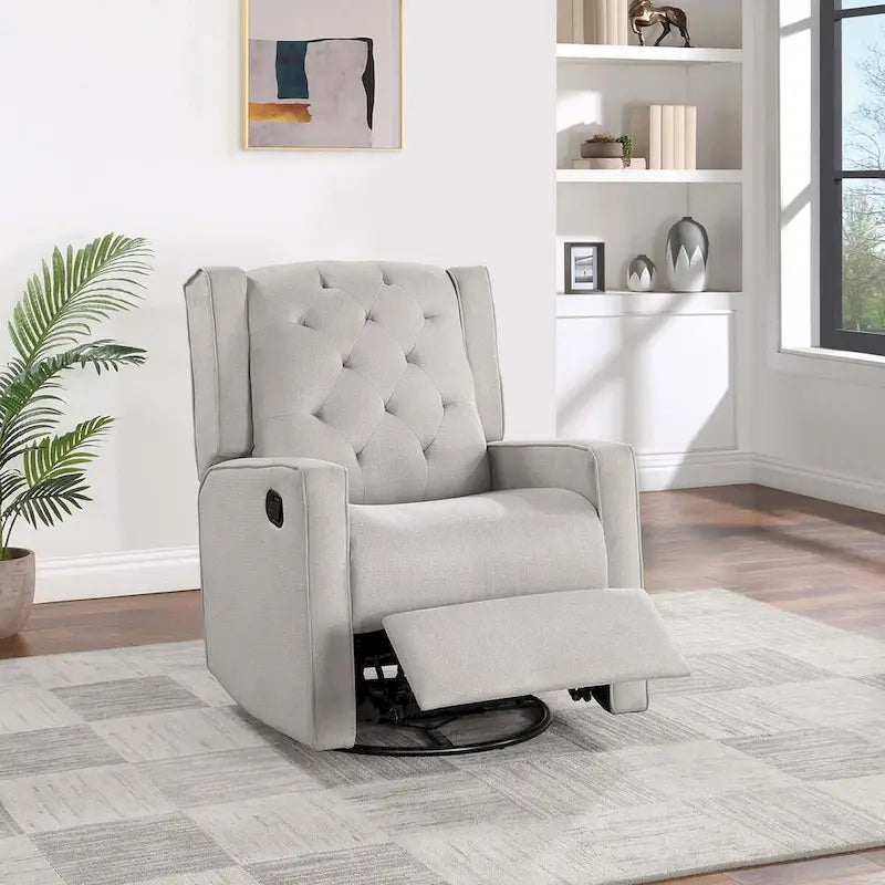 Fauteuil inclinable pivotant manuel avec dossier capitonné et rotation à 360 degrés