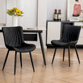 Chaise de salle à manger sans accoudoirs en cuir rembourré avec pieds en métal, style moderne du milieu du siècle