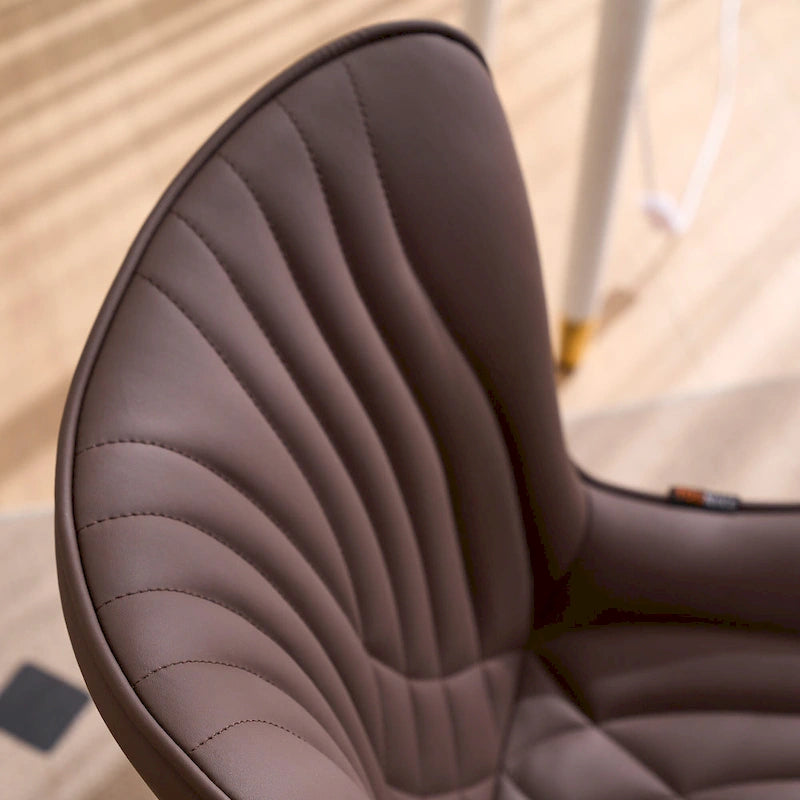 Chaise de salle à manger sans accoudoirs en cuir rembourré avec pieds en métal, style moderne du milieu du siècle