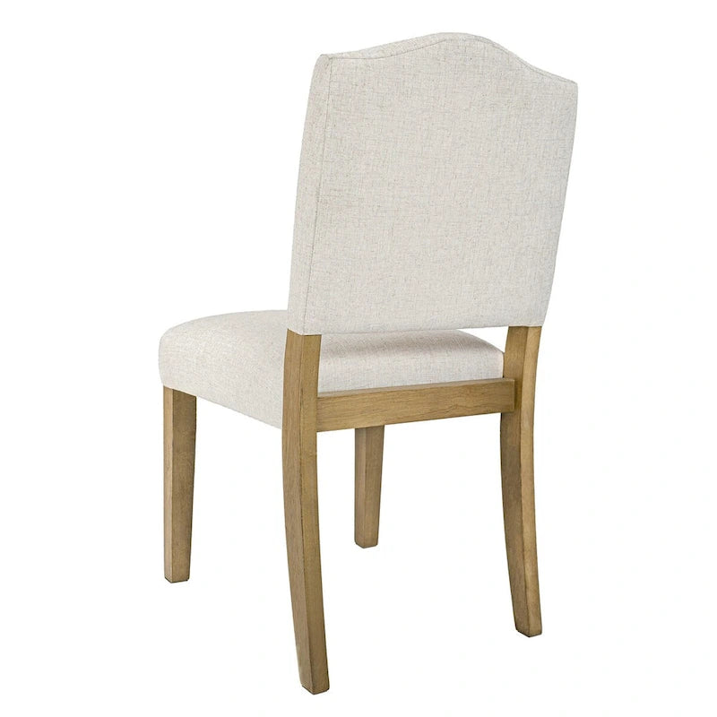 Chaise de salle à manger tapissée à dossier ouvert, crème texturé, pieds en bois