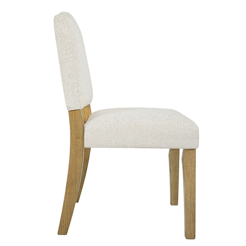Chaise de salle à manger tapissée à dossier ouvert, crème texturé, pieds en bois