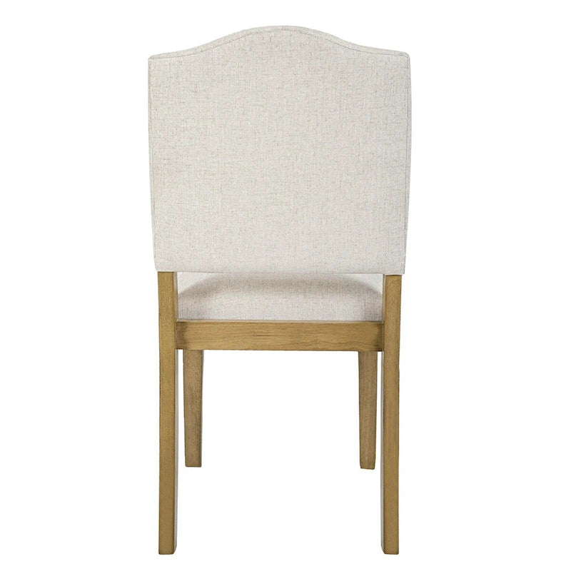 Chaise de salle à manger tapissée à dossier ouvert, crème texturé, pieds en bois
