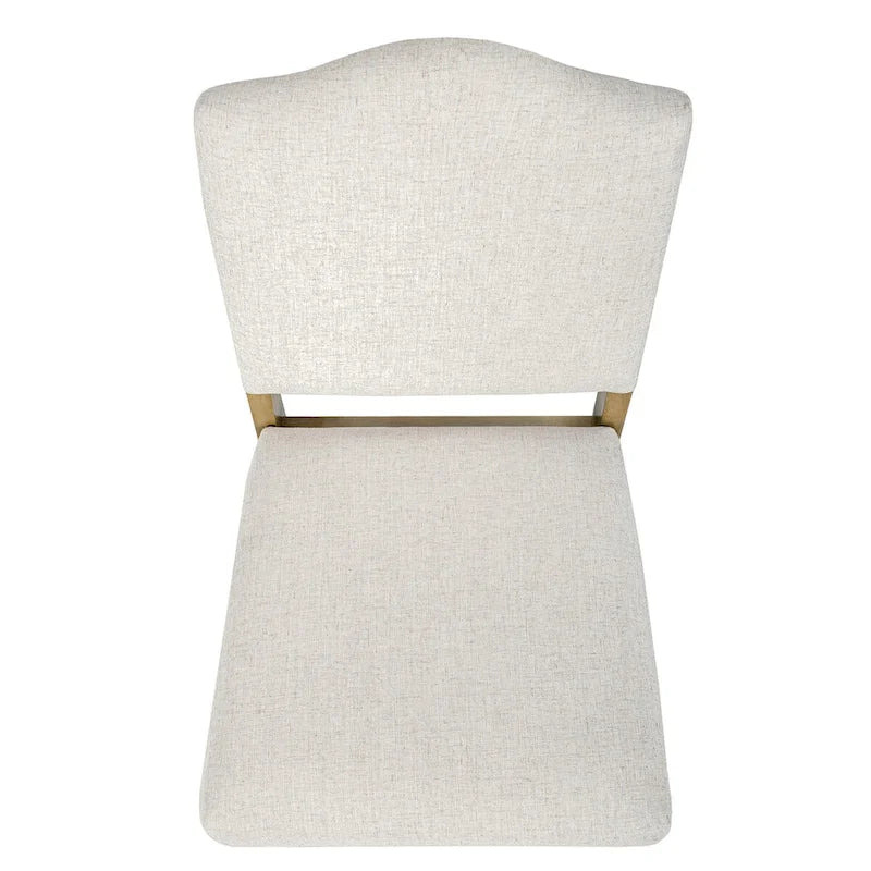 Chaise de salle à manger tapissée à dossier ouvert, crème texturé, pieds en bois