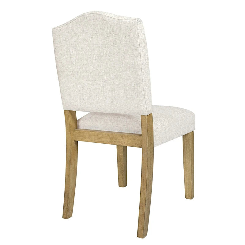 Chaise de salle à manger tapissée à dossier ouvert, crème texturé, pieds en bois