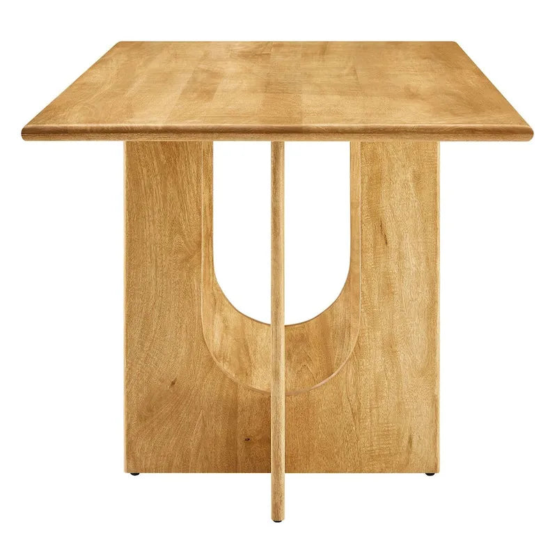 Table à manger rectangulaire en bois de manguier massif avec piédestal à double arche