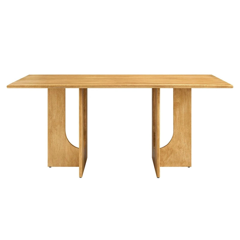 Table à manger rectangulaire en bois de manguier massif avec piédestal à double arche