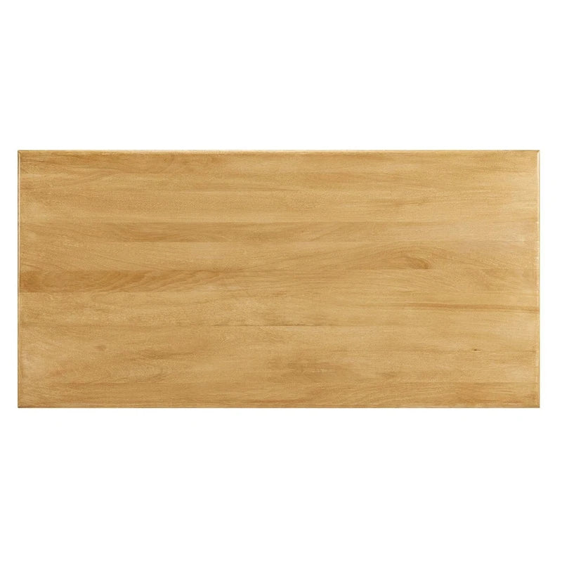 Table à manger rectangulaire en bois de manguier massif avec piédestal à double arche
