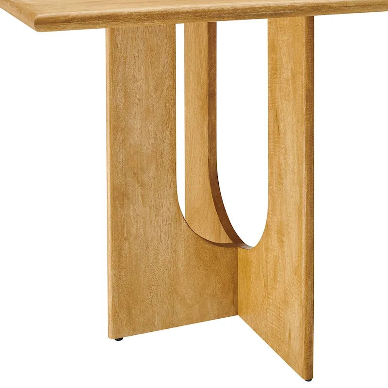 Table à manger rectangulaire en bois de manguier massif avec piédestal à double arche