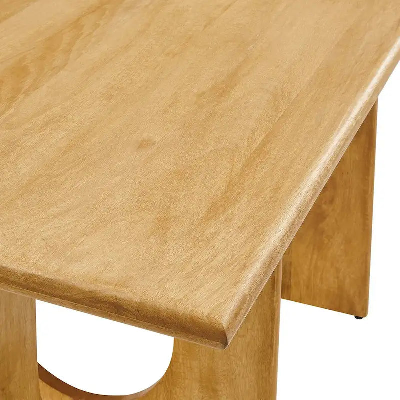 Table à manger rectangulaire en bois de manguier massif avec piédestal à double arche