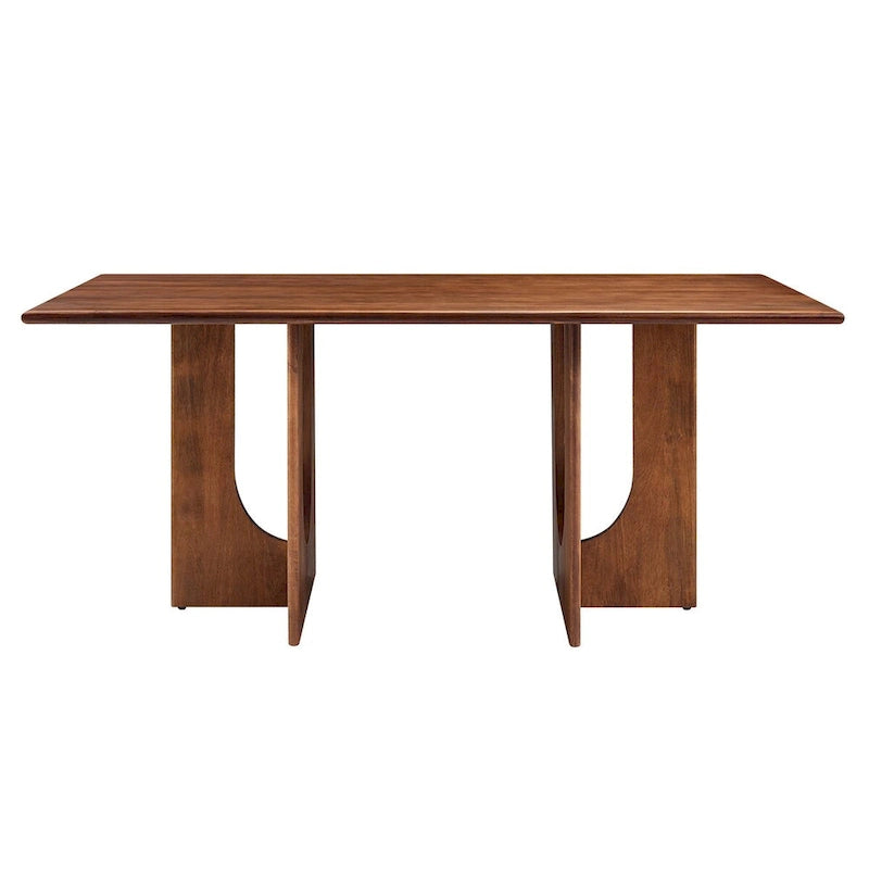 Table à manger rectangulaire en bois de manguier massif avec piédestal à double arche
