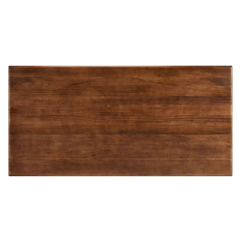 Table à manger rectangulaire en bois de manguier massif avec piédestal à double arche