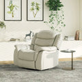 Fauteuil inclinable, pivotant et coulissant manuel en similicuir blanc cassé couleur parchemin