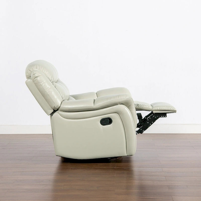 Fauteuil inclinable, pivotant et coulissant manuel en similicuir blanc cassé couleur parchemin