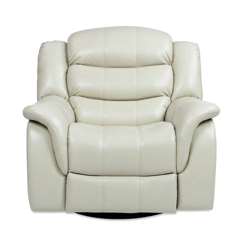 Fauteuil inclinable, pivotant et coulissant manuel en similicuir blanc cassé couleur parchemin