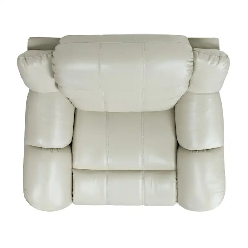 Fauteuil inclinable, pivotant et coulissant manuel en similicuir blanc cassé couleur parchemin