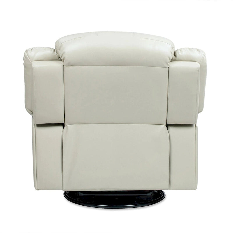 Fauteuil inclinable, pivotant et coulissant manuel en similicuir blanc cassé couleur parchemin