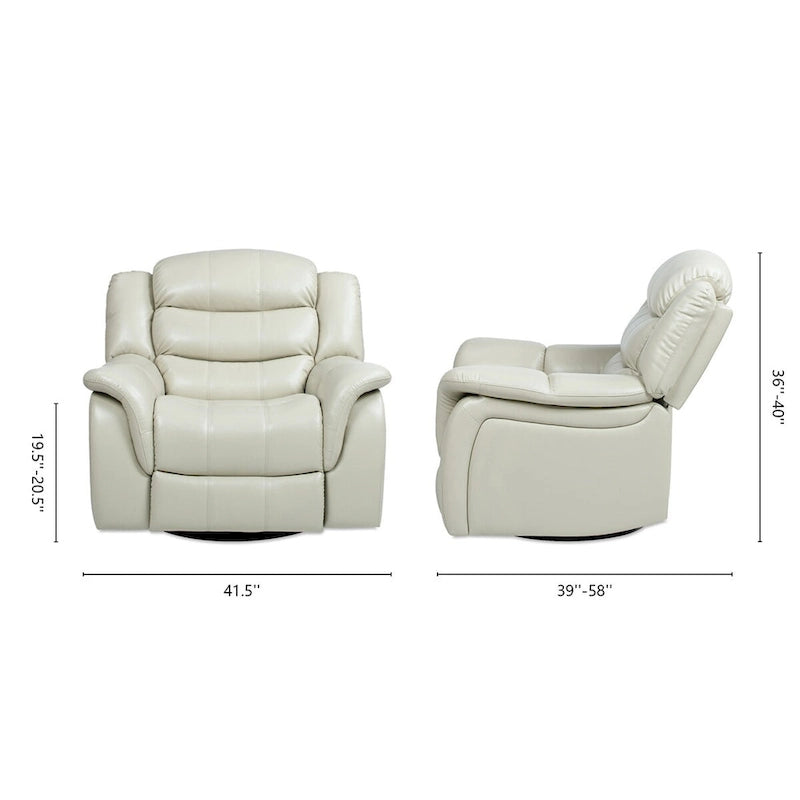 Fauteuil inclinable, pivotant et coulissant manuel en similicuir blanc cassé couleur parchemin
