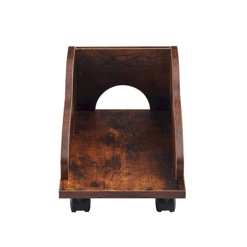 Bureau d'angle avec tiroirs, support pour unité centrale et plateau coulissant pour clavier, Marron rustique