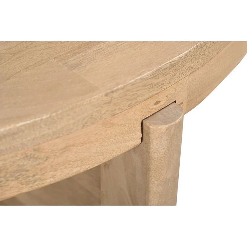 Table basse ronde en bois massif avec piètement en croix
