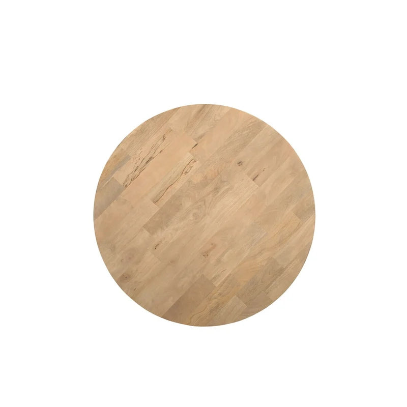 Table basse ronde en bois massif avec piètement en croix