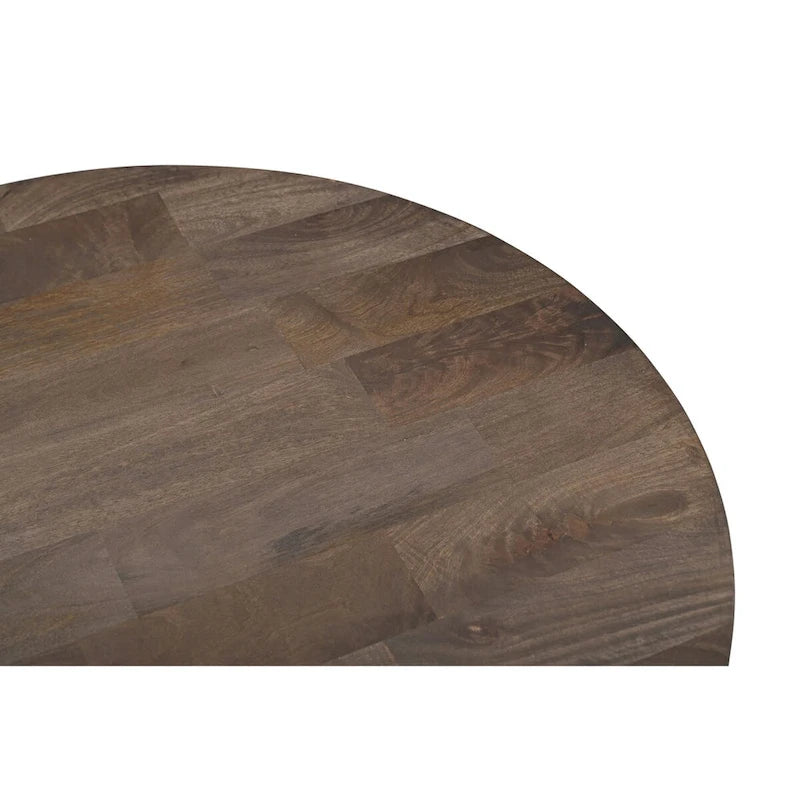 Table basse ronde en bois massif avec piètement en croix