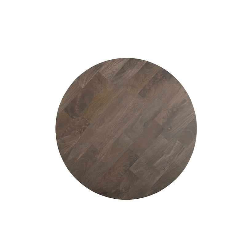 Table basse ronde en bois massif avec piètement en croix